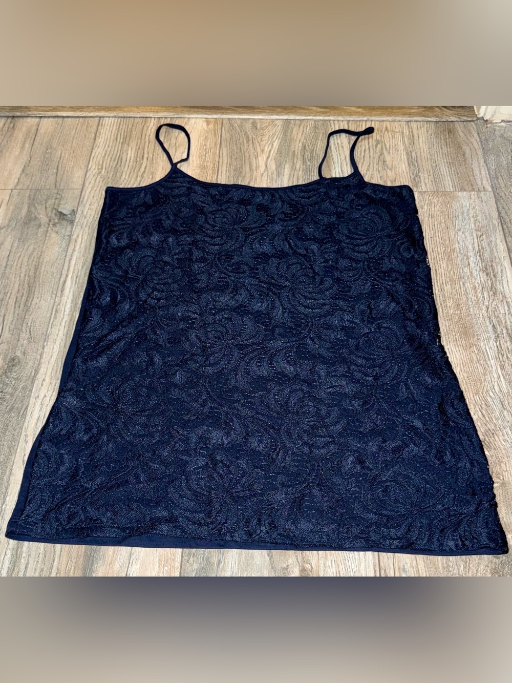 Ann Taylor Factory Navy Lace Tank Top Sz L